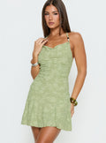 Arcelia Beaded Halter Mini Dress Sage