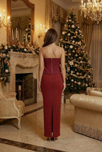 Black Mermaid Evening Gown with Crystal Embellishments