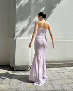 Floor-Length Satin Evening Gown | Sweetheart Neckline & Beaded Details