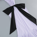 Lavender Halter Cutout Bow-Embellished Mermaid Gown