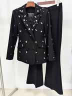 Luxury Black Satin Mermaid Evening Gown with Beaded Sweetheart Neckline