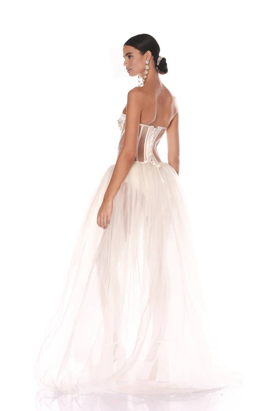 Ivory Strapless Corset Tulle Gown