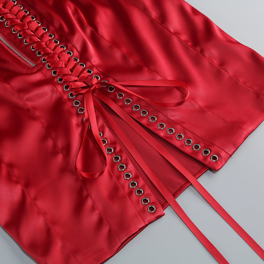 Black Satin Sequin A-Line Evening Gown with V-Neck & Open Back