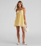Sun-Kissed Halter Heart-Neck Backless A-Line Mini Dress