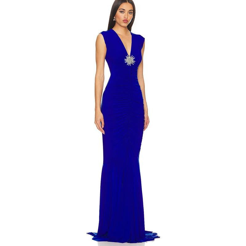 Royal Blue Ruched Mermaid Gown