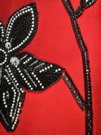 Luxury Black Satin A-Line Evening Gown with Beaded Sweetheart Neckline