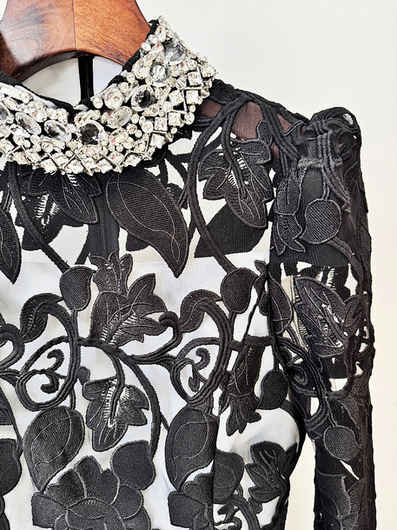 Luxury Black Satin Mermaid Evening Gown with Beading