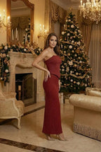 Black Mermaid Evening Gown with Crystal Embellishments