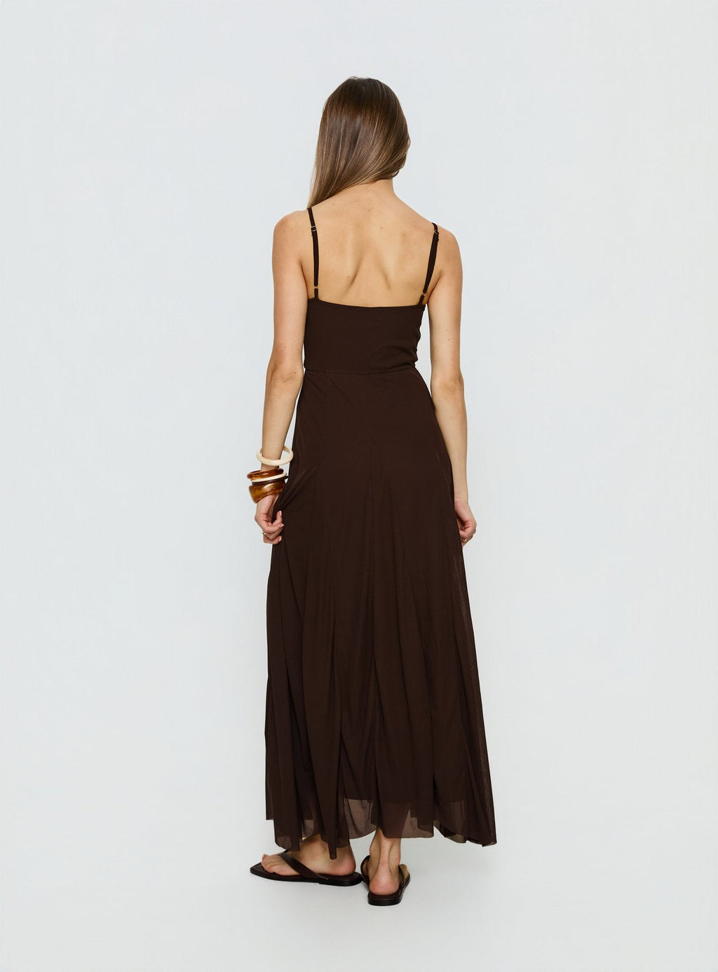 Janeira Pleat Maxi Dress Chocolate
