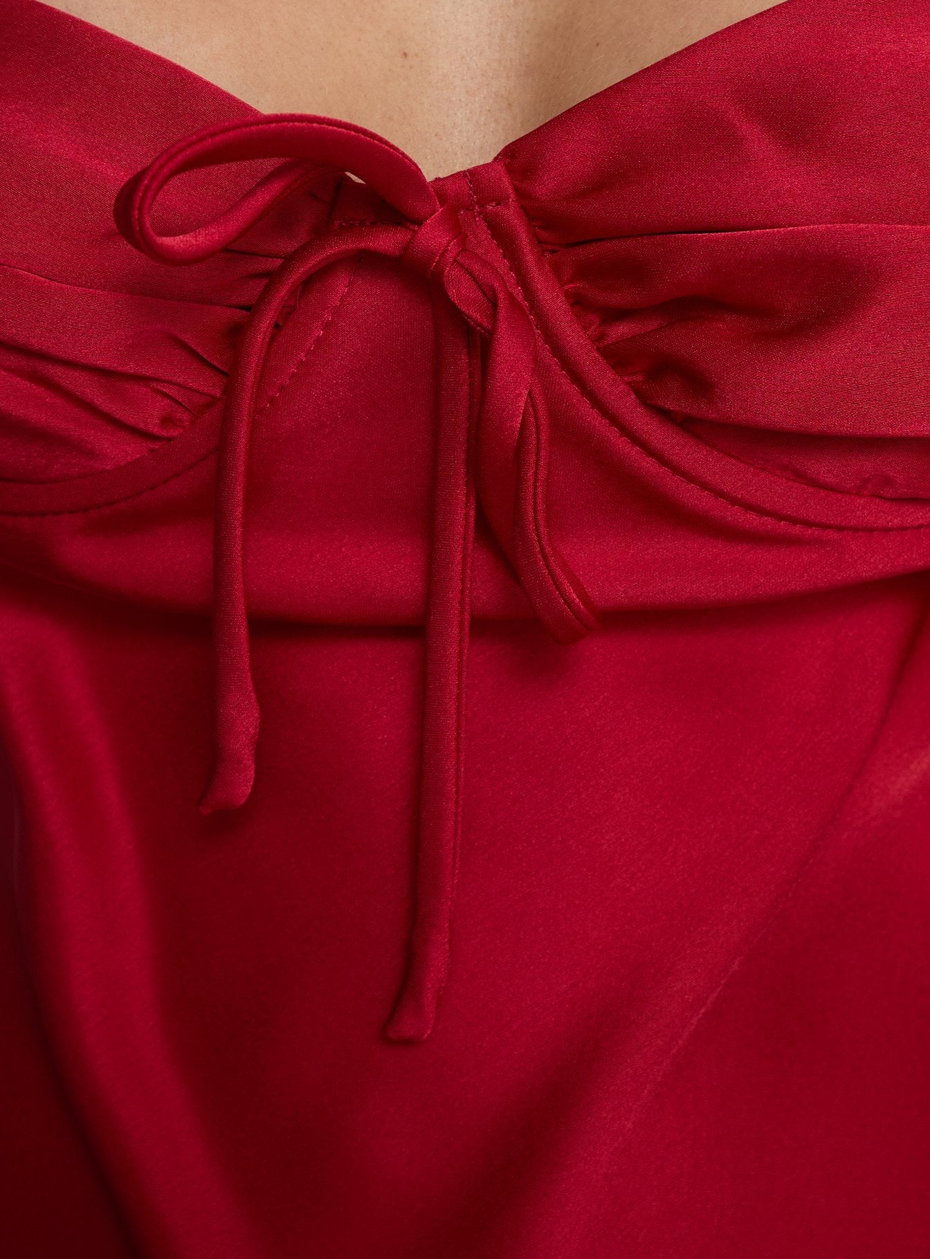 Costella Halter Satin Maxi Dress Red
