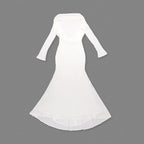 White One-Shoulder Drape-Back Maxi Gown