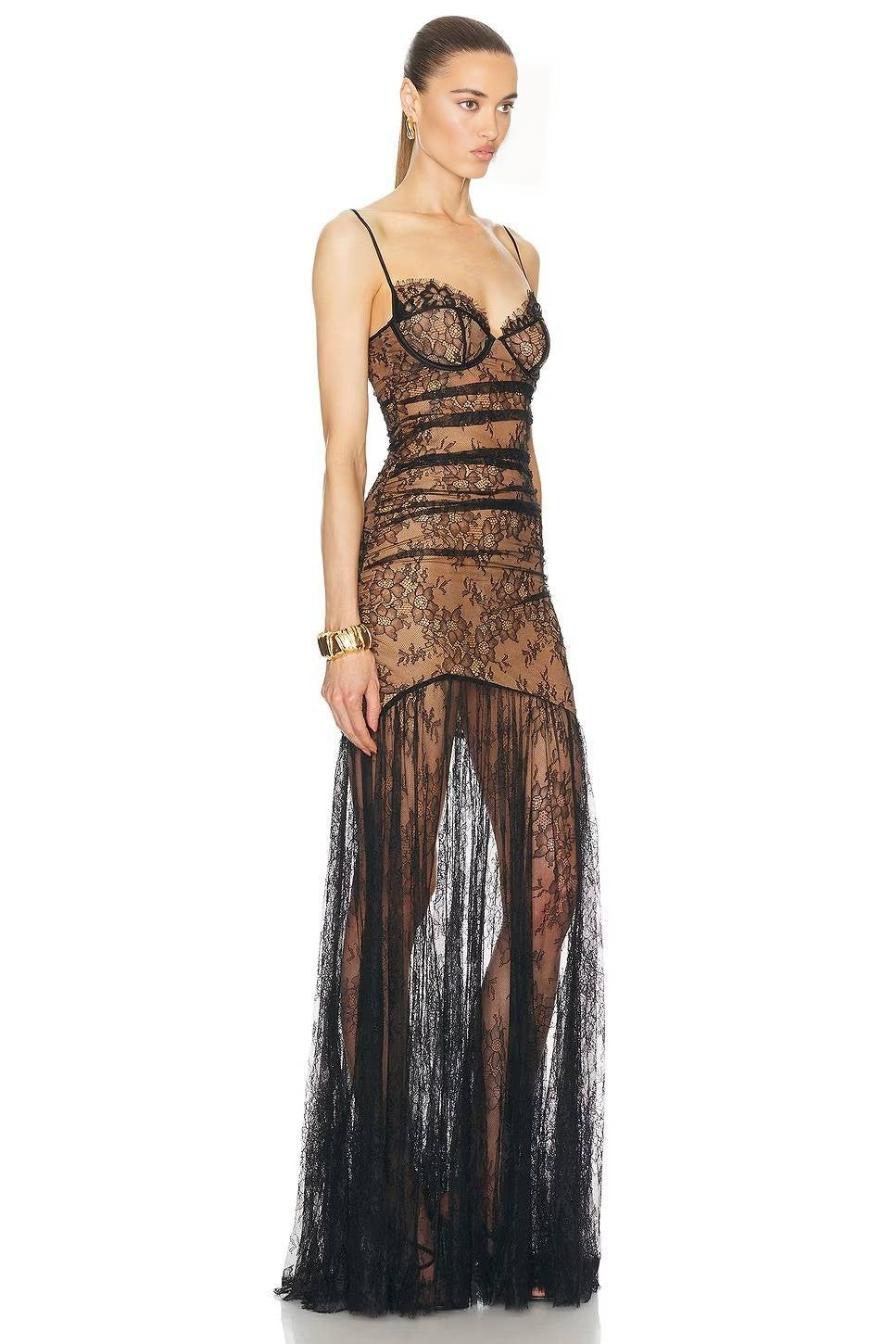 Two-Tone Lace Cami Gown
