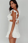 Porcia Tied Back Frill Dress White