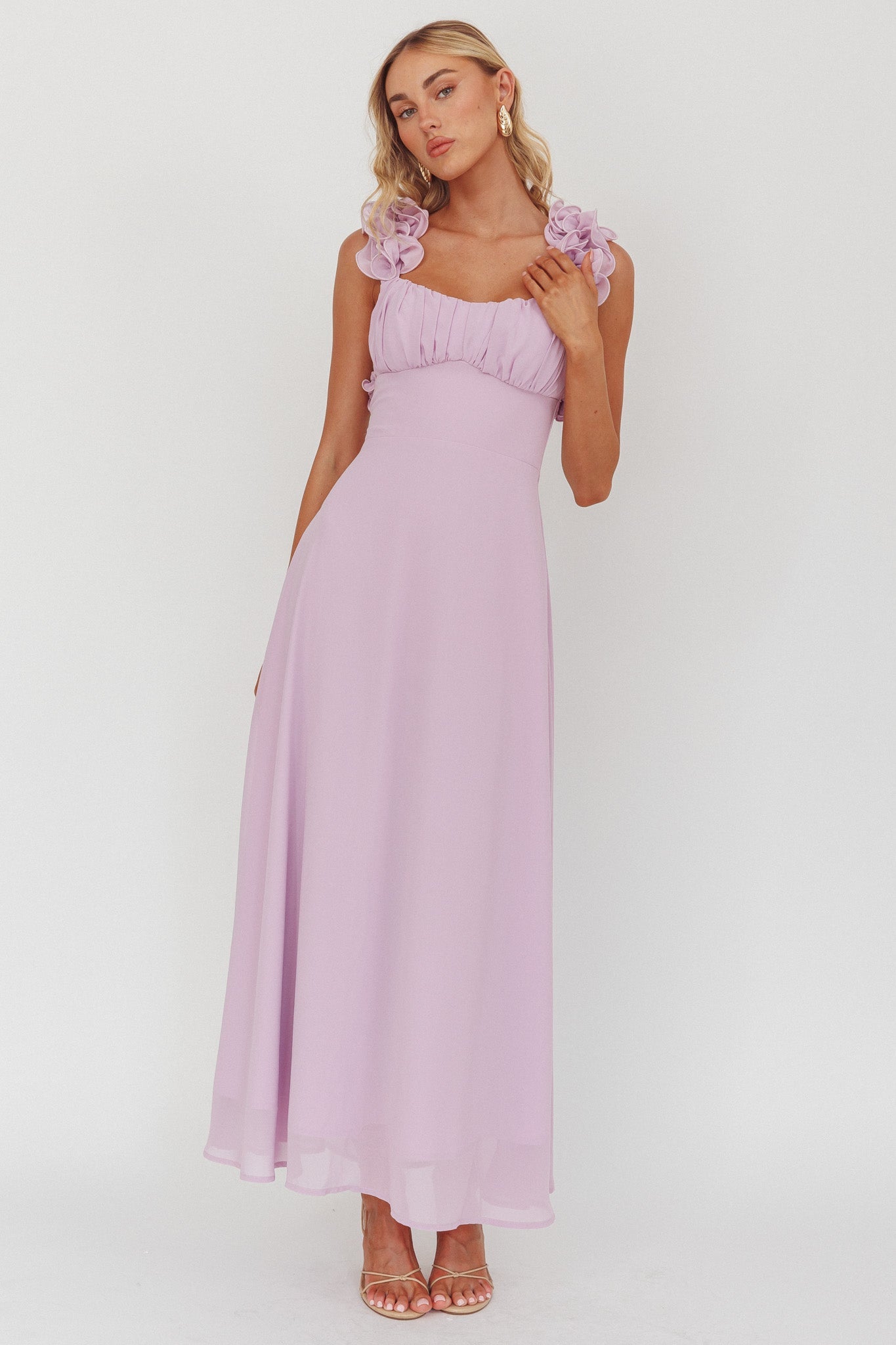 Eloquent Lace-Up Back Maxi Dress Lilac