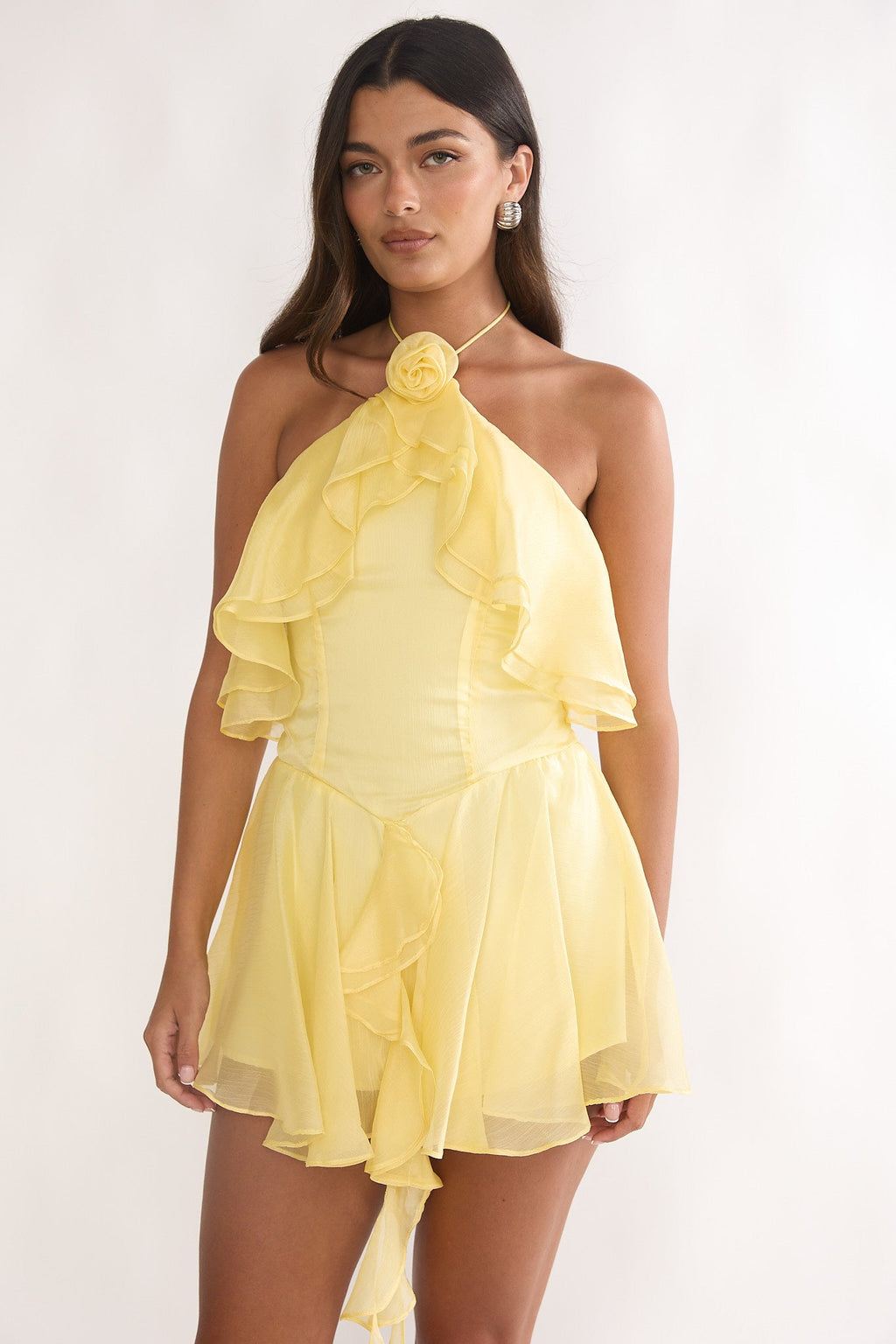 Darylyn Tiered Ruffle Romper Yellow