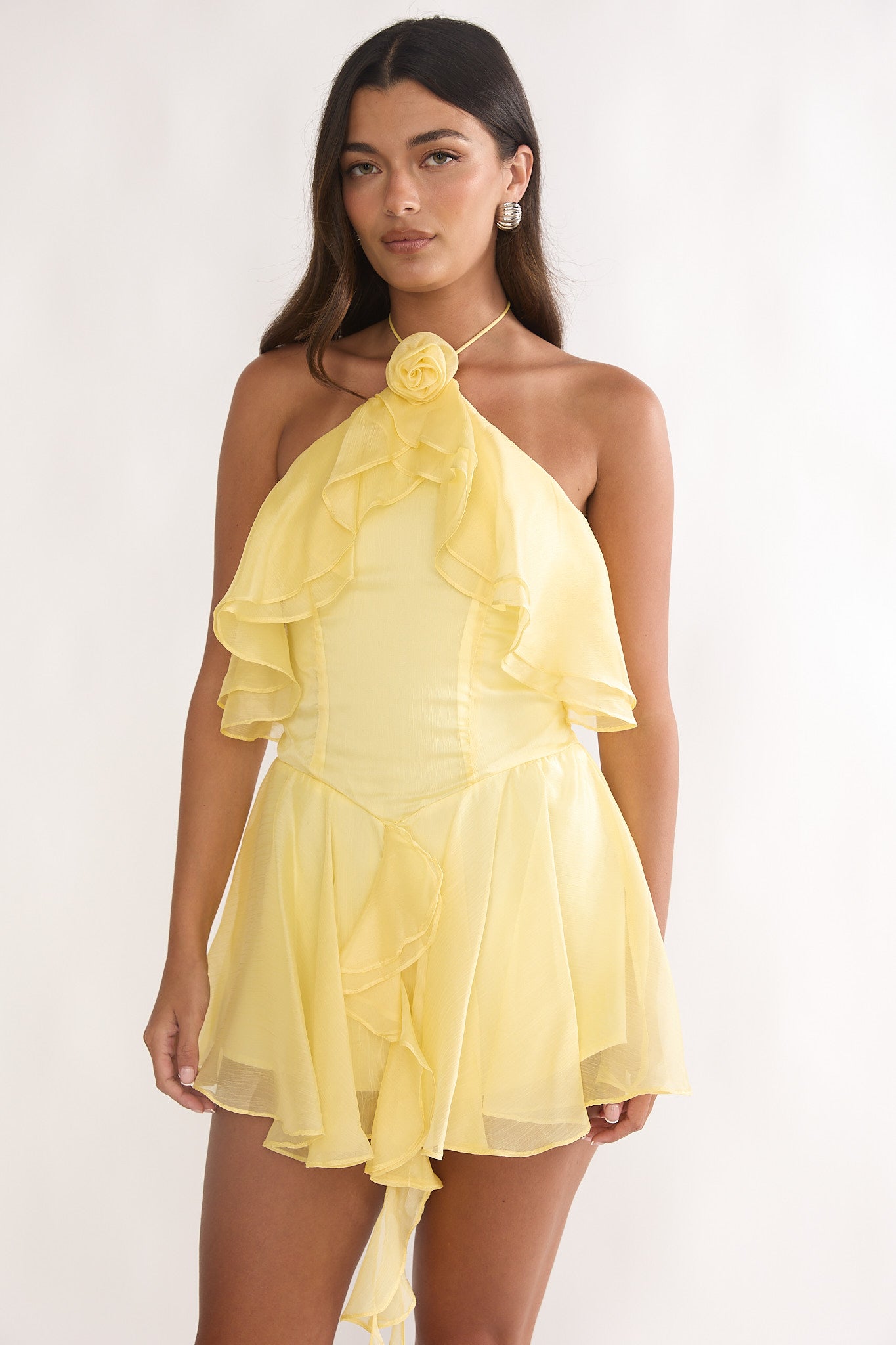 Darylyn Tiered Ruffle Romper Yellow