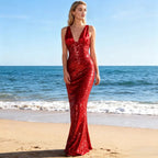 Royal Blue Satin A-Line Evening Gown with Beaded Detailing