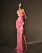 SS 2026 One-Shoulder Ruched Maxi Gown
