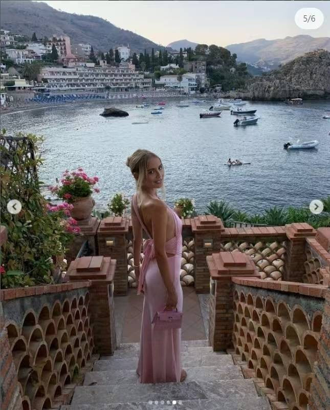 Blush Pink One-Shoulder Midi Gown