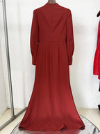 Navy Blue Satin Evening Gown with Crystal Embellishments & Sweetheart Neckline