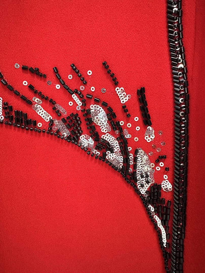 Luxury Black Satin A-Line Evening Gown with Beaded Sweetheart Neckline