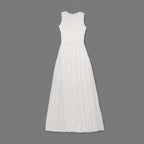 White One-Shoulder Ruched Draped Maxi Gown