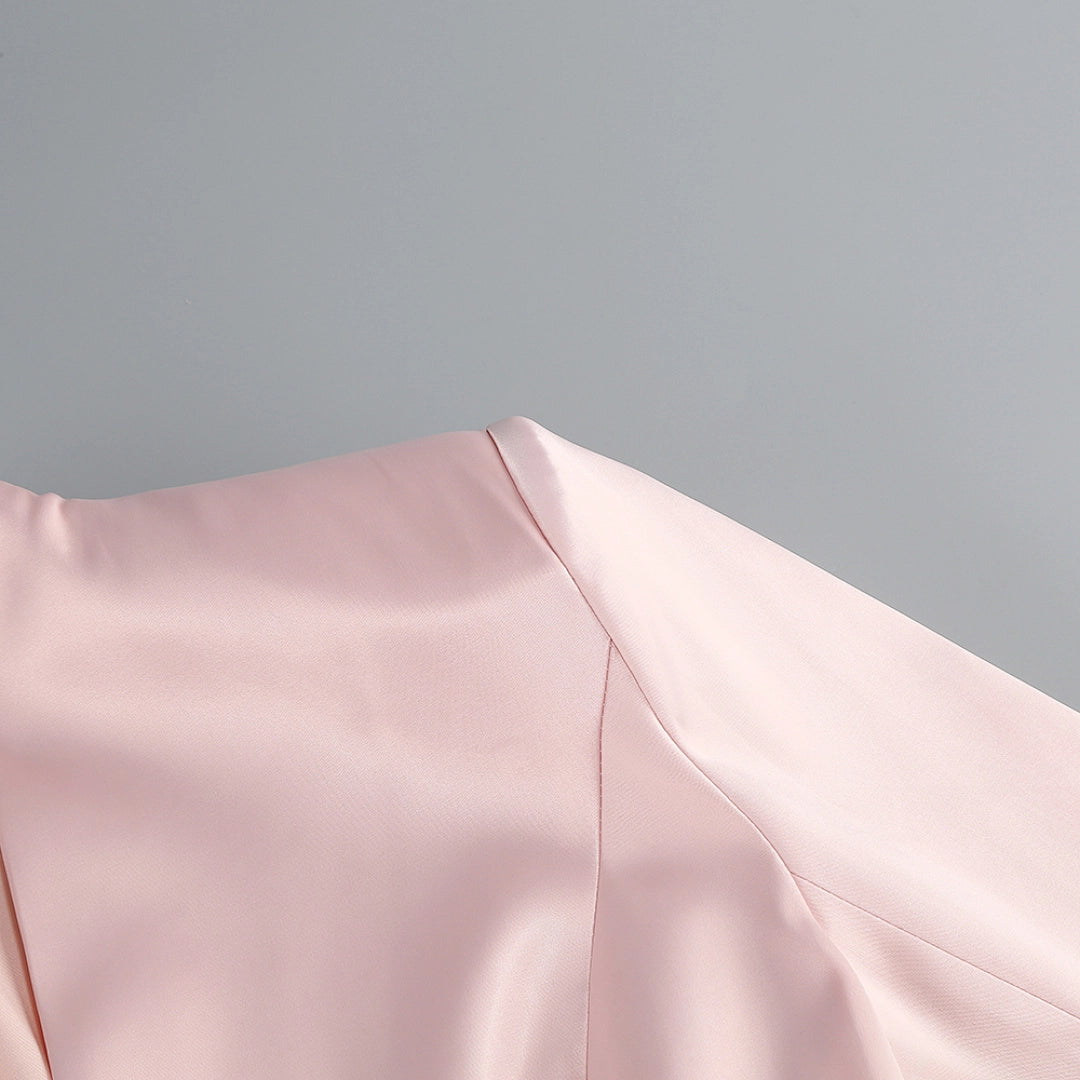 Navy Blue Satin Mermaid Evening Gown with Sweetheart Neckline & Crystal Embellishments