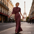 Ivory Satin A-line Evening Gown with Beaded Sweetheart Neckline