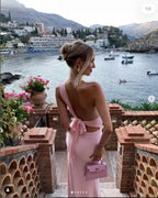 Blush Pink One-Shoulder Midi Gown