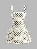Polka Dot Lace-Up Back Dress