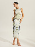 Floral Print Sleeveless Mesh Dress