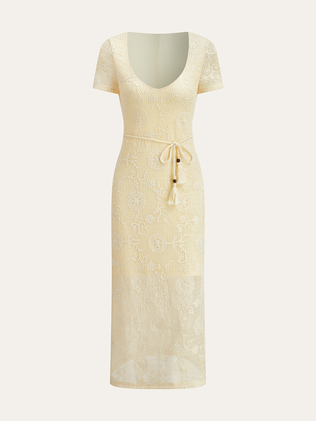 Crochet Belted Midi Dress