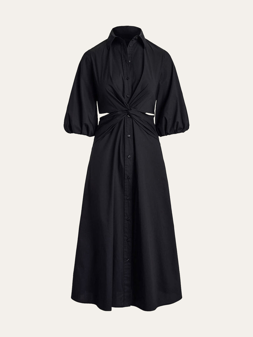 Twist Cut-Out Button Shirt Dress