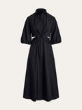 Twist Cut-Out Button Shirt Dress