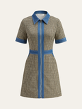 Plaid Contrast Trim Mini Dress