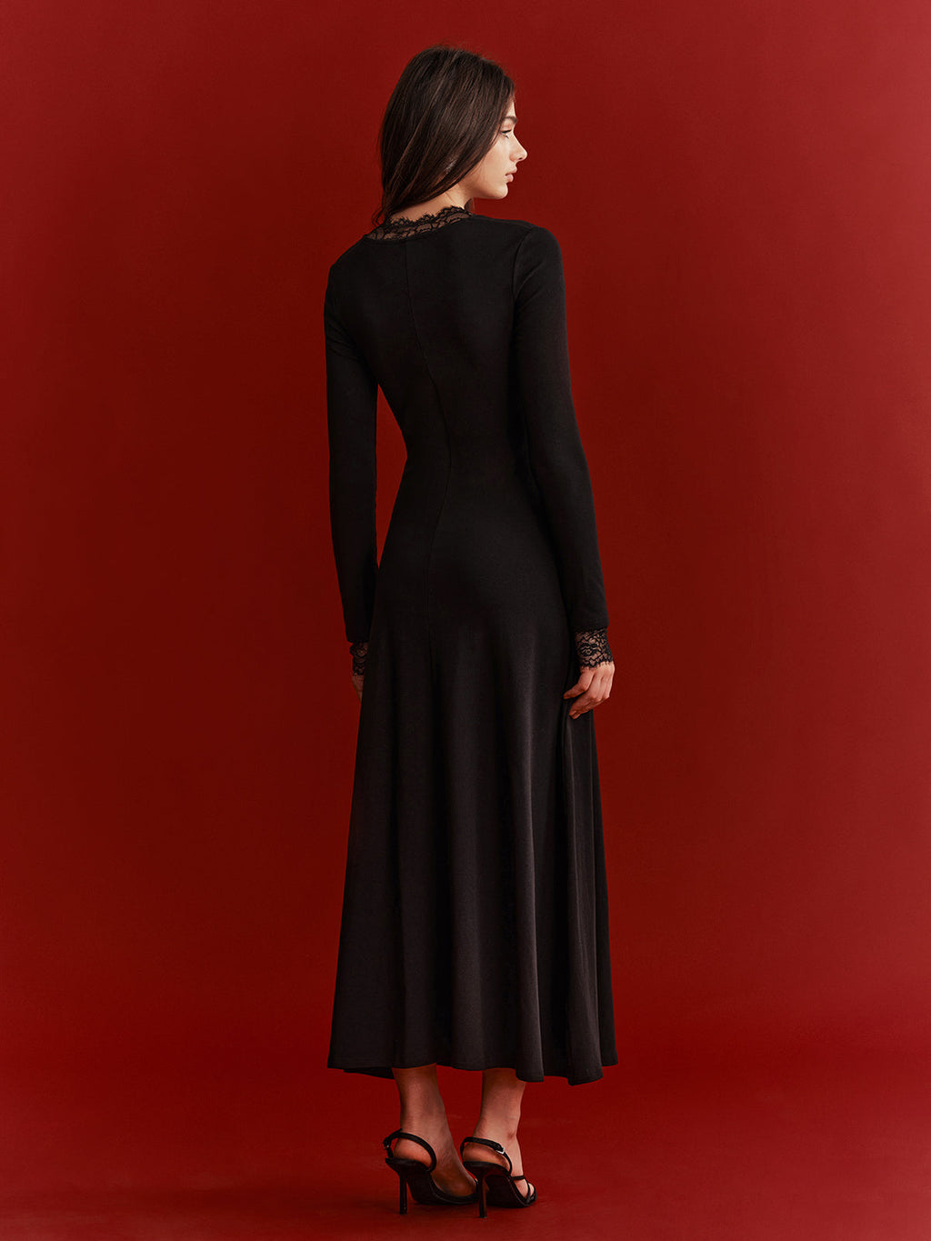 Lace Trim Twist Maxi Dress