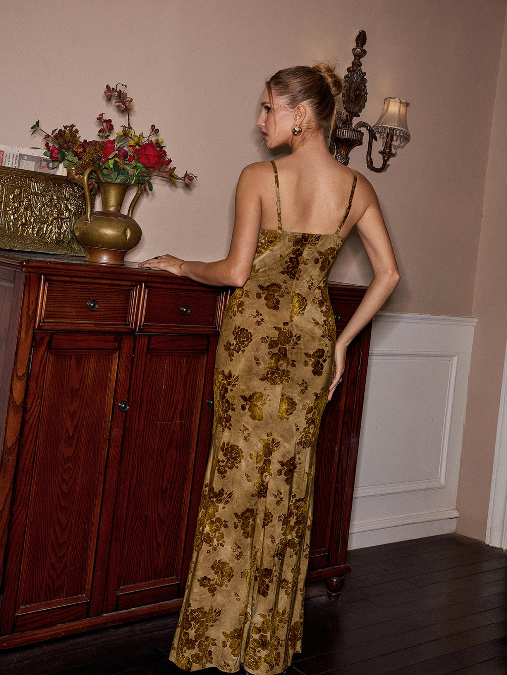 Floral Jacquard Cami Maxi Dress
