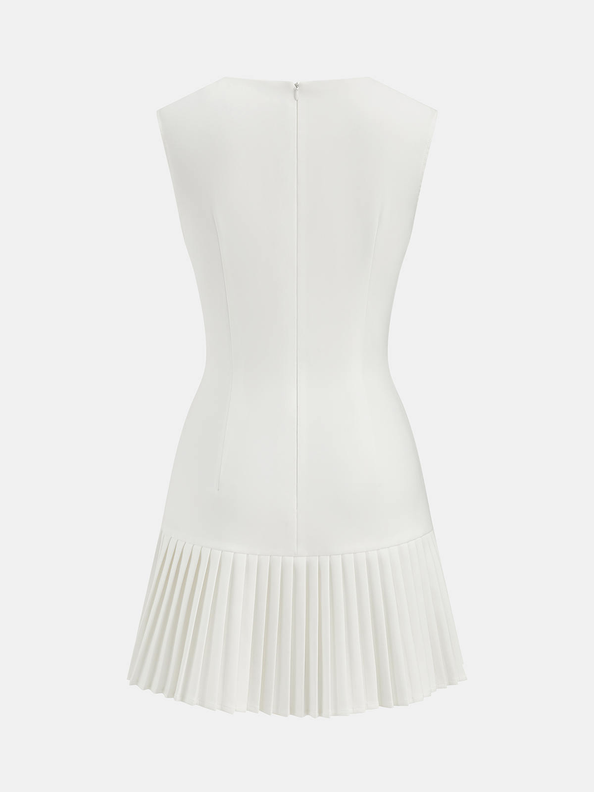 Metal Detail Sleeveless Pleated Mini Dress