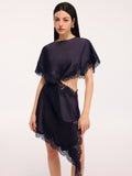 Lace Trim Satin Cut-Out Capelet Mini Dress