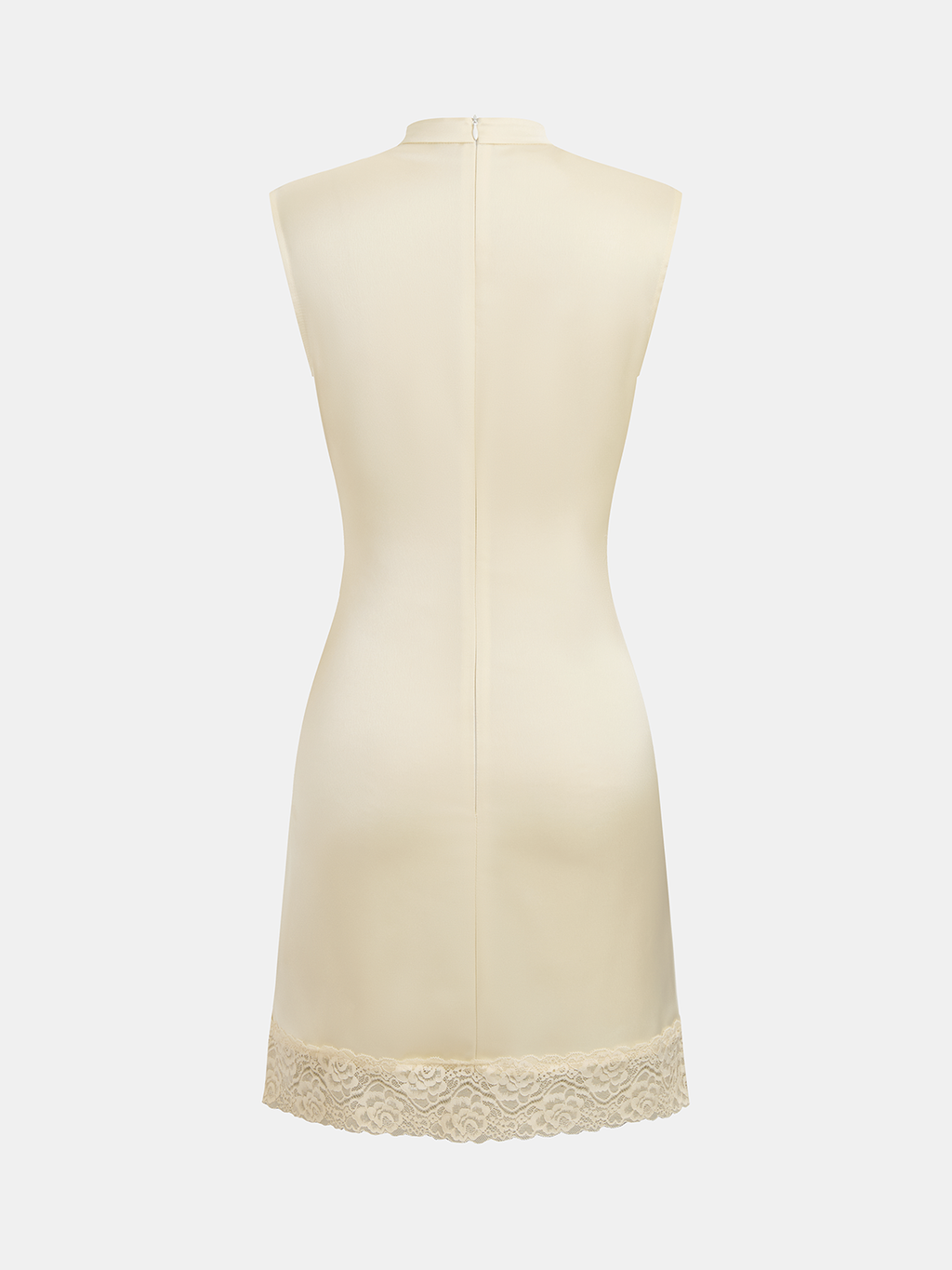 Lace Trim Satin Sleeveless Mini Dress
