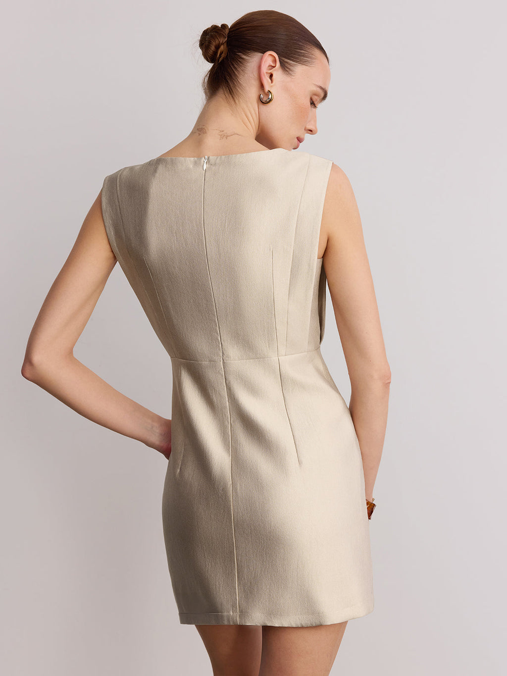 Metal Detail Sleeveless Mini Dress