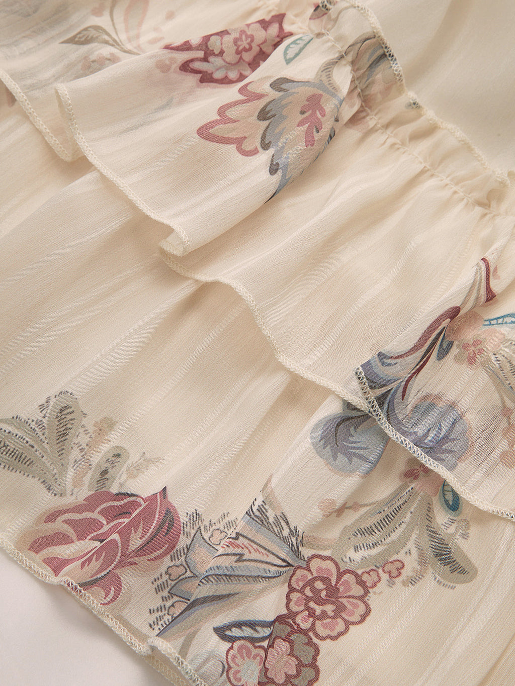 Layered Ruffled Floral Chiffon Mini Dress