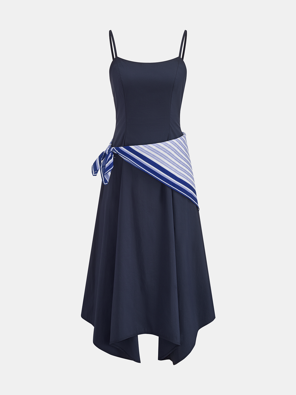 Kerchief Detail Cotton Blend Cami Midi Dress