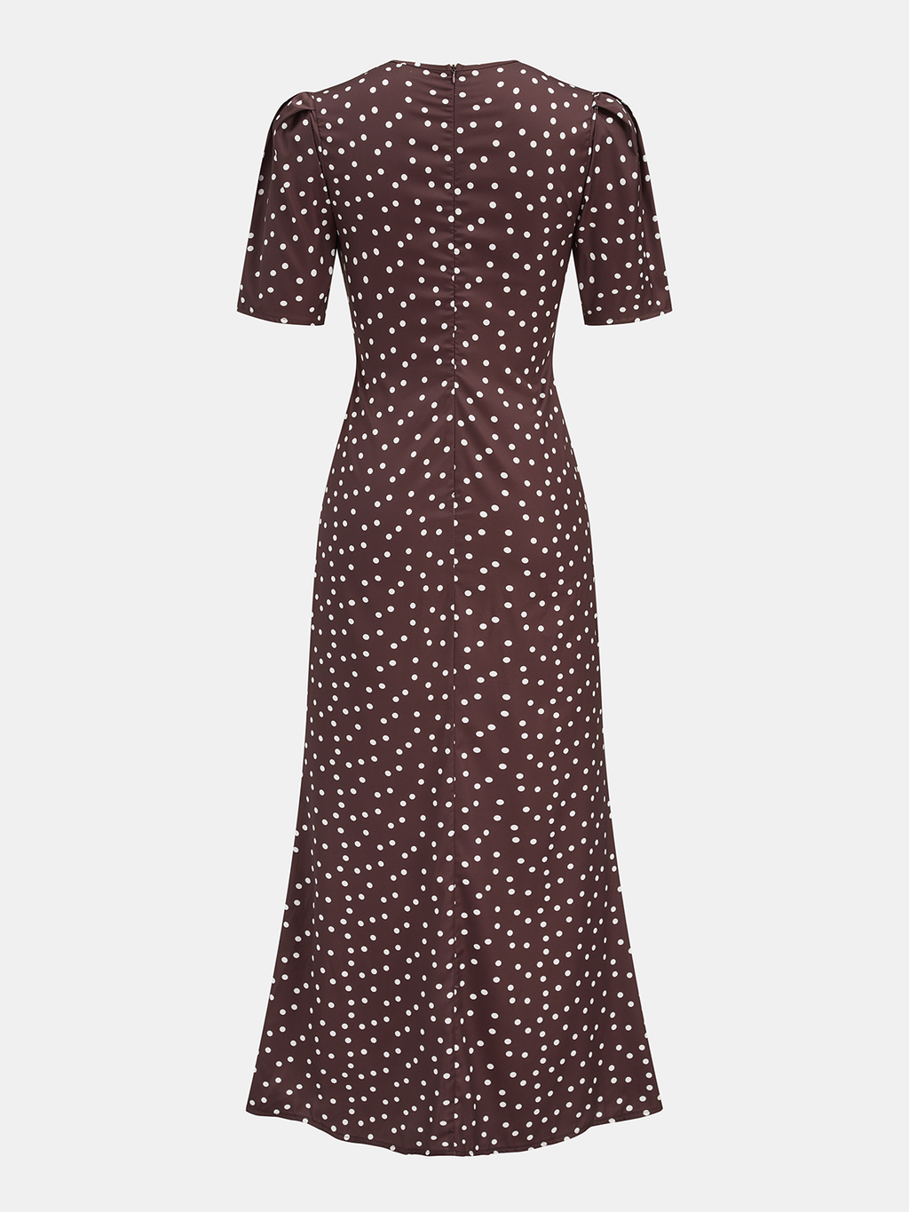 Lace Panel Polka Dot Short Sleeve Maxi Dress