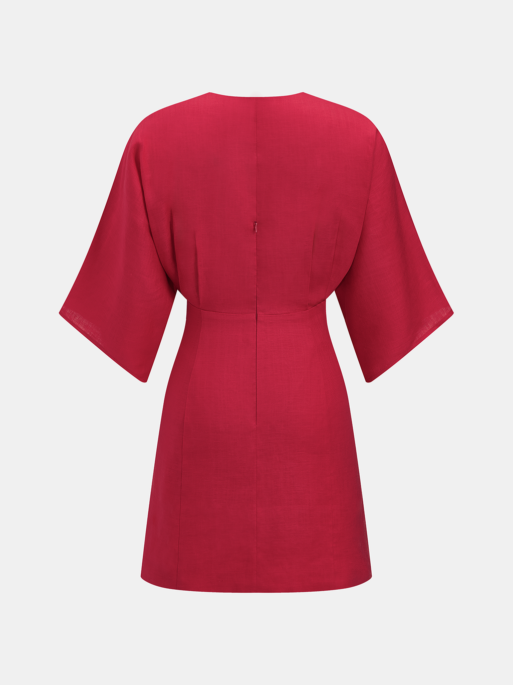 Linen Blend V Neck Embellished Mini Dress
