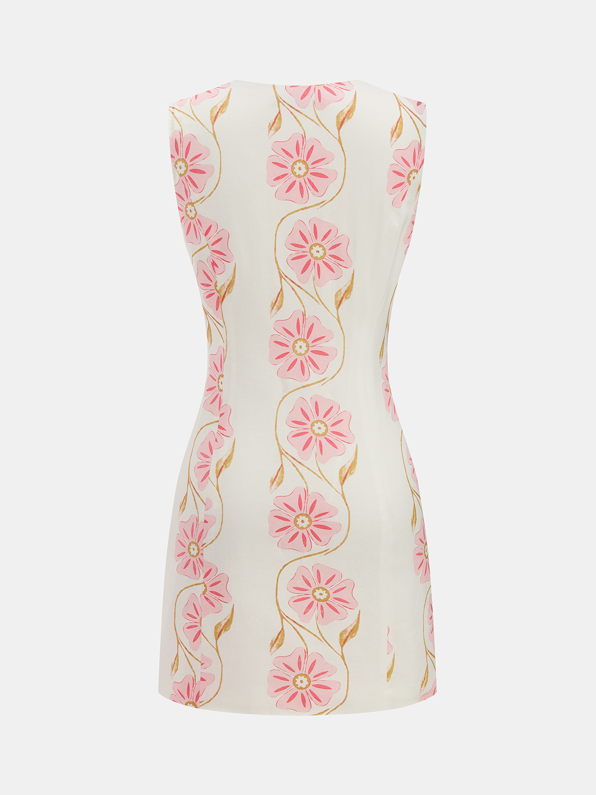 Cotton Linen Sleeveless Floral Mini Dress