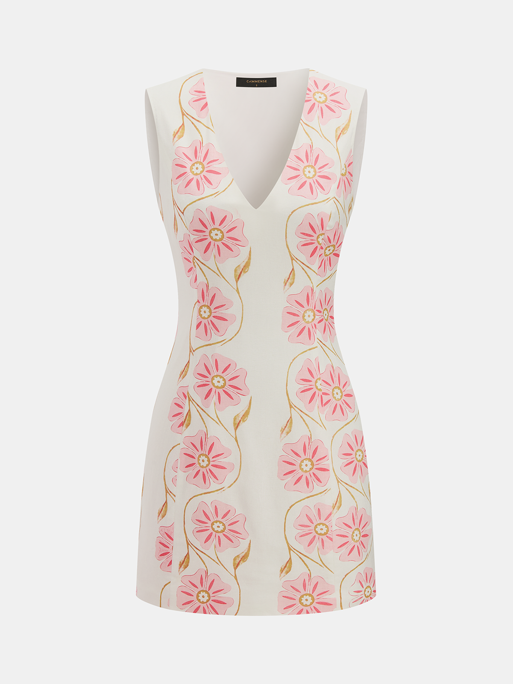 Cotton Linen Sleeveless Floral Mini Dress