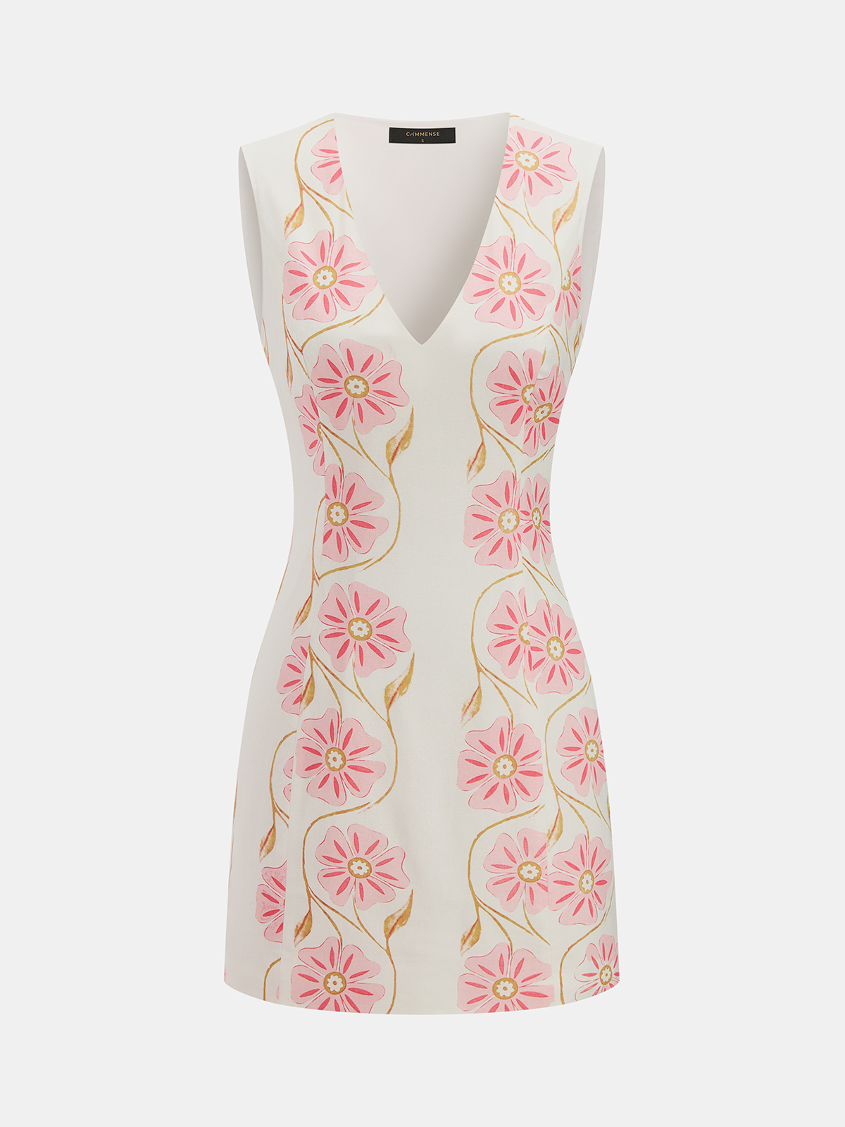 Cotton Linen Sleeveless Floral Mini Dress