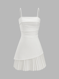Pleated Hem Asymmetrical Cami Mini Dress