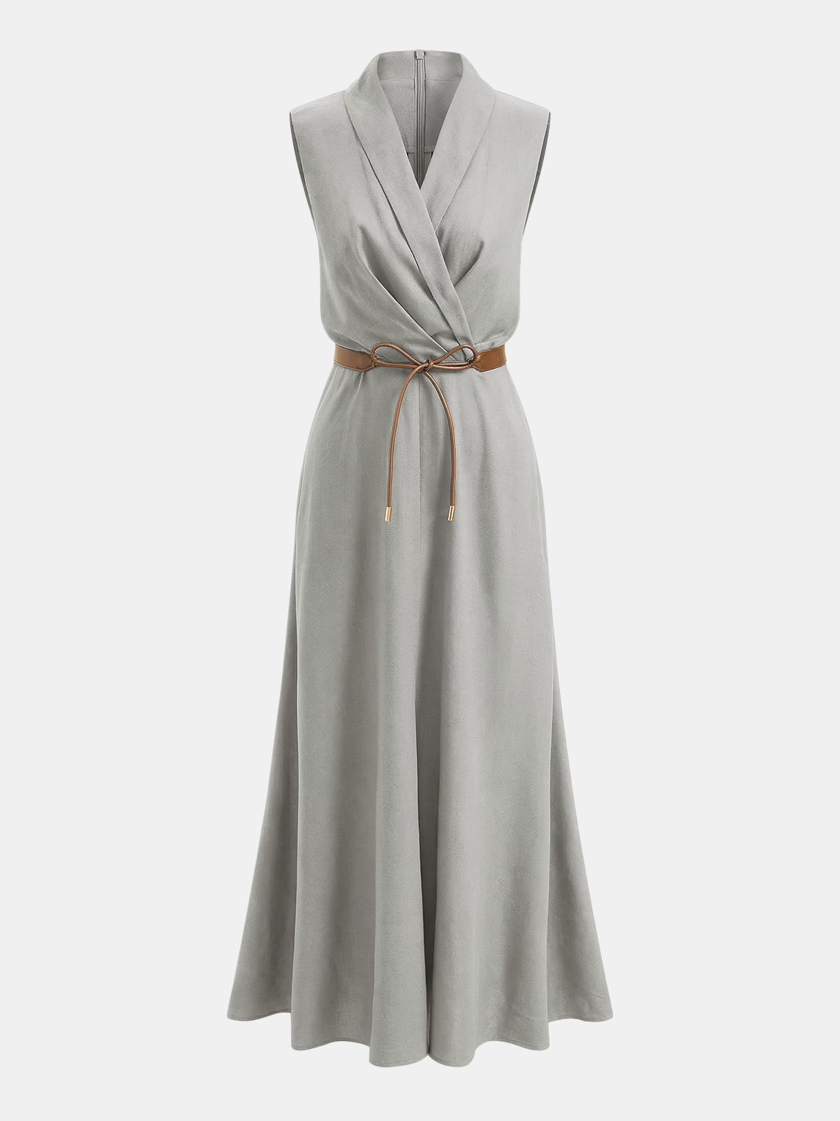 Belted Sleeveless Wrap Maxi Dress